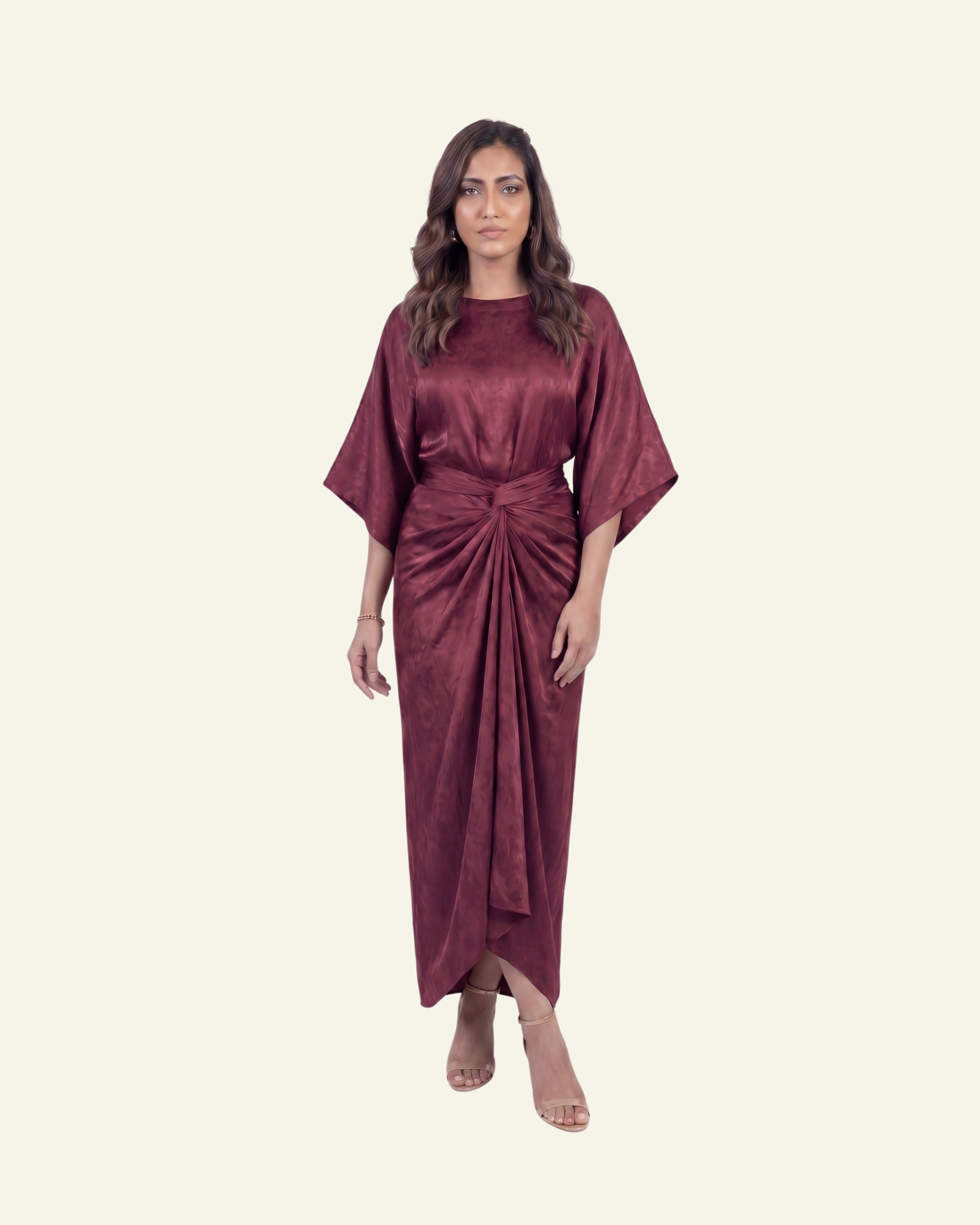 Boat Neck Top with Draped Skirt