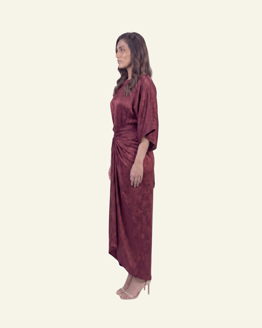 Boat Neck Top with Draped Skirt