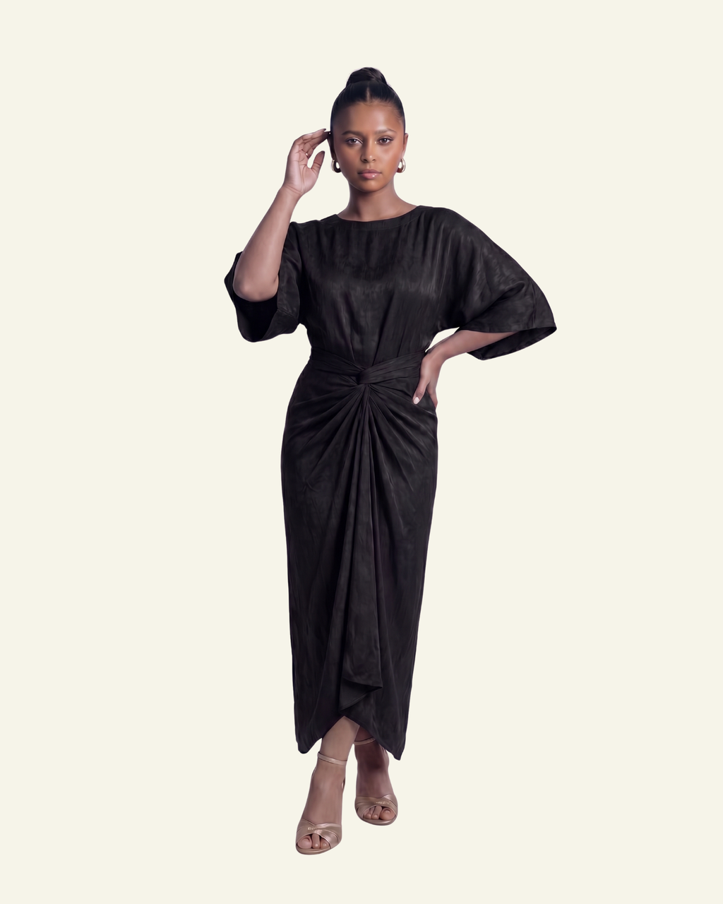 Boat Neck Top with Draped Skirt