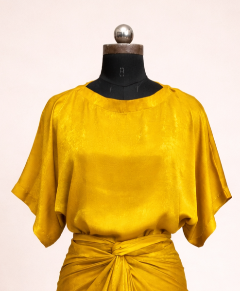 Yellow Relaxed Boat Neck Top