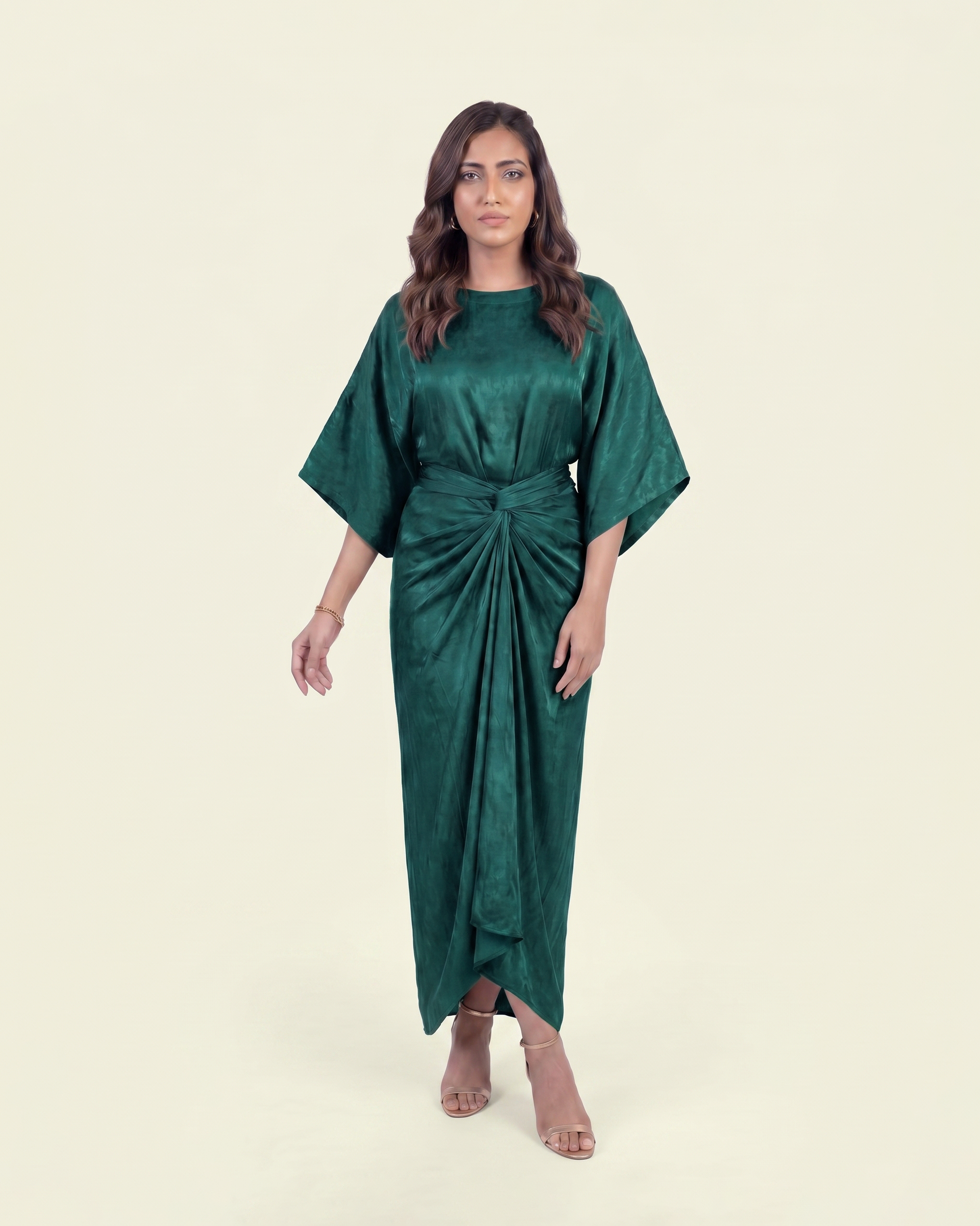 Boat Neck Top with Draped Skirt
